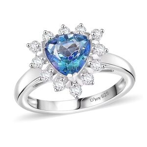 Sterling Silver 925 Mystic Topaz & White Zircon Starburst Ring Size 8